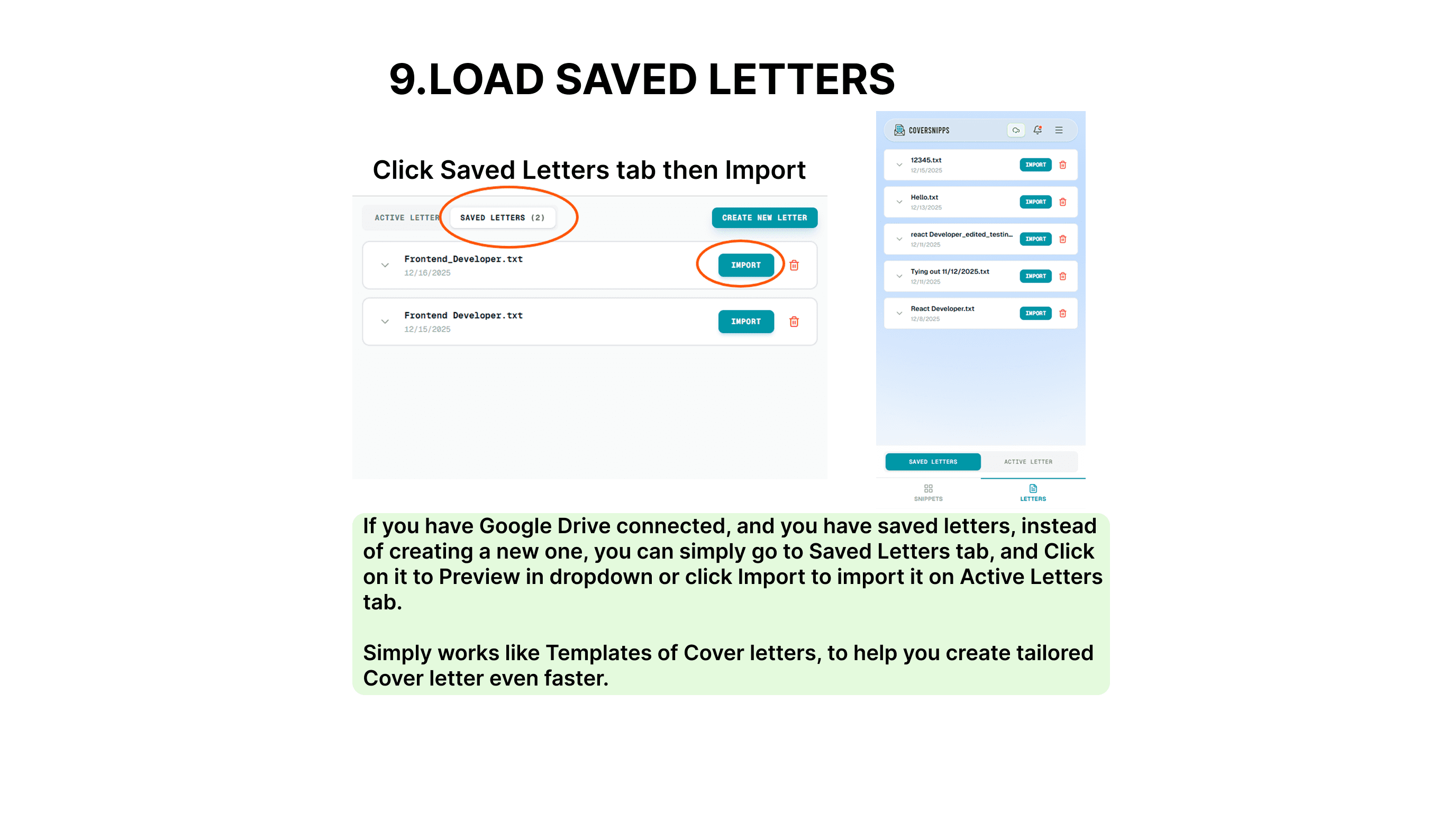 Load Saved Letters